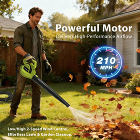 GRASSTIGON 210 mph airflow for efficient leaves and debris removal.