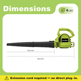 GRASSTIGON green compact blower ready for patio and driveway tasks.