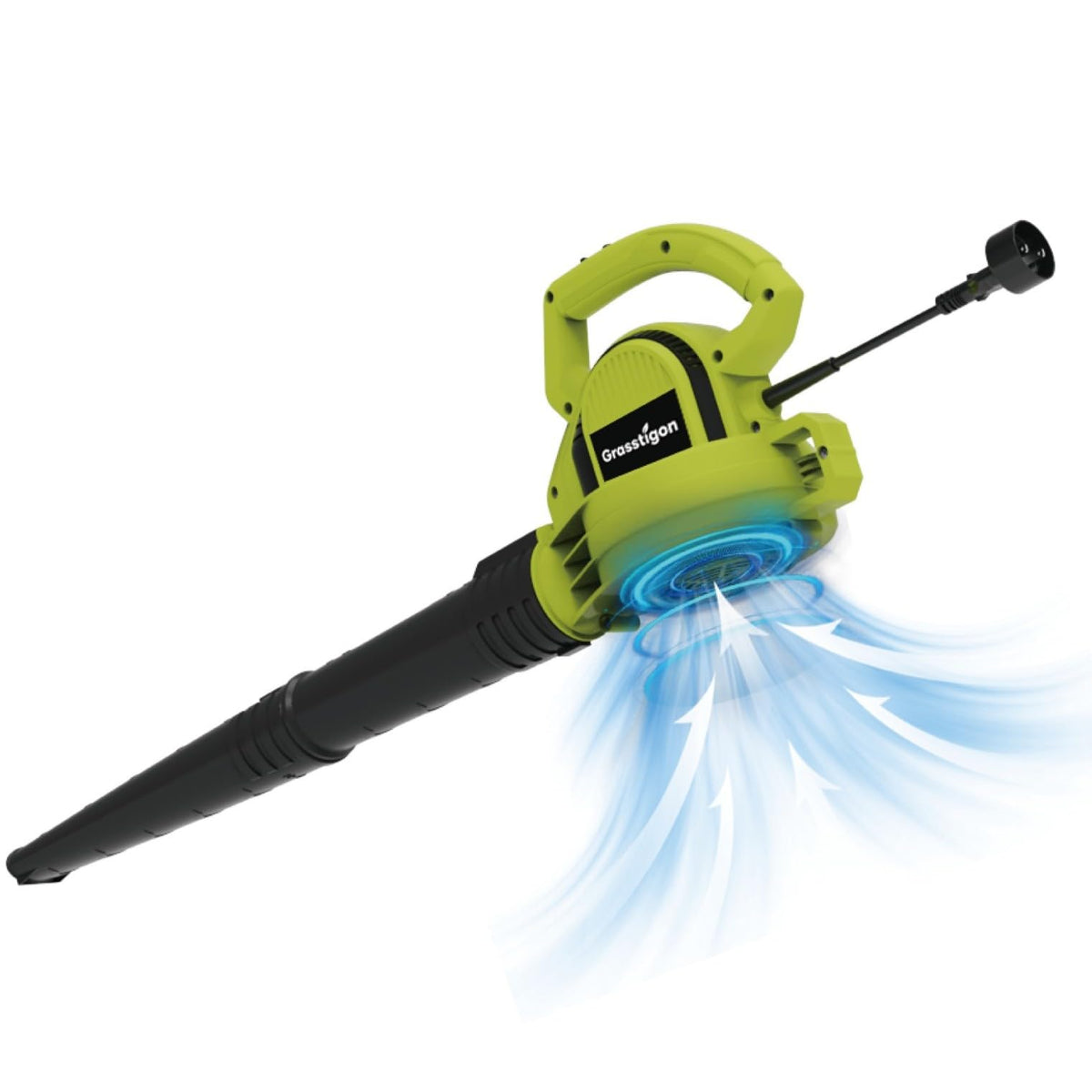 GRASSTIGON electric leaf blower corded 7-amp power for fast yard cleanup.