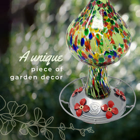 Grateful Gnome hummingbird feeder with ant moat attachment for cleaner feeding areas