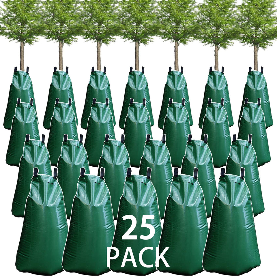 GRAUERHUND tree watering bag showing 20 gallon capacity for slow irrigation.