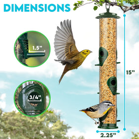Gray Bunny 15-inch green bird feeder with compact, space-saving design.