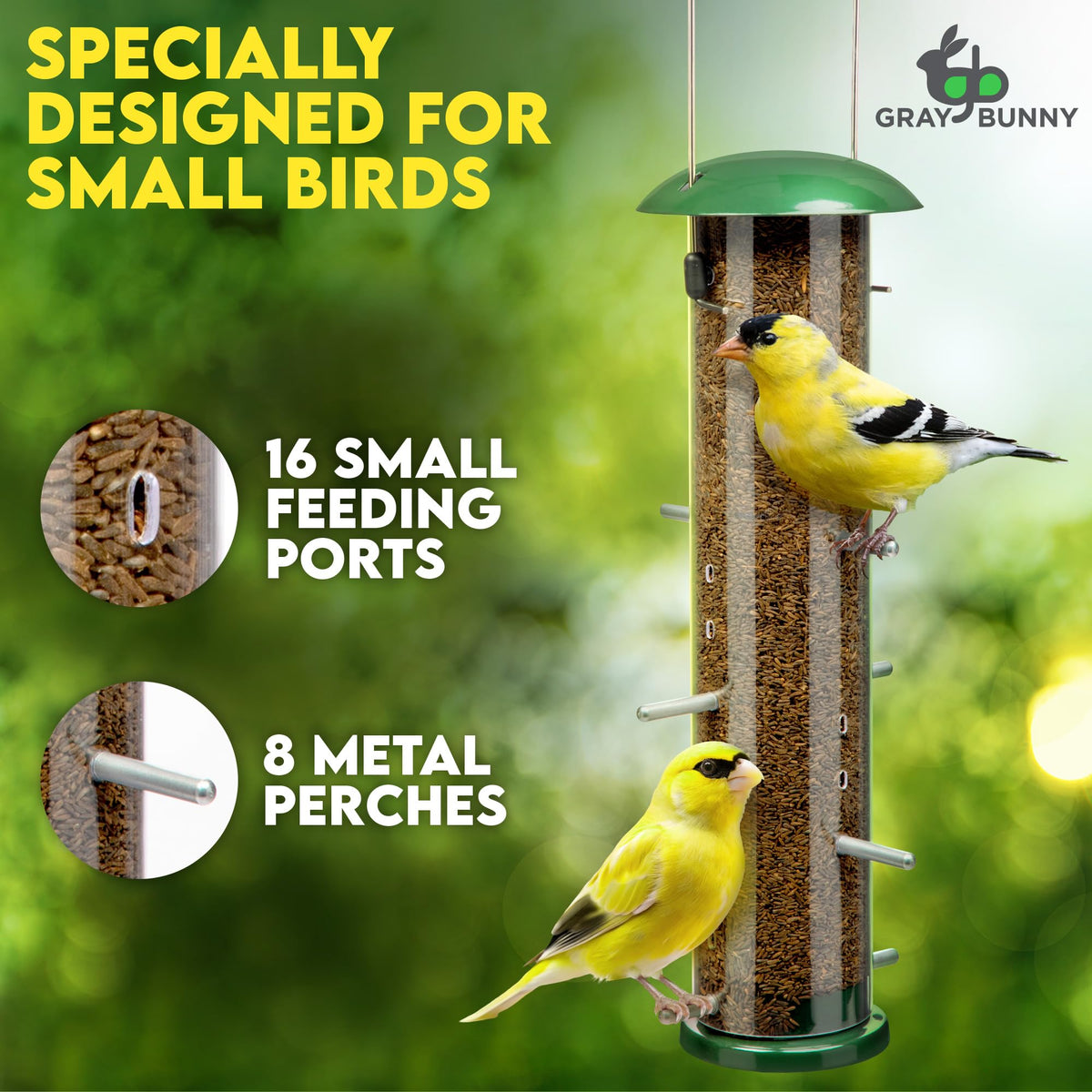 Gray Bunny Clear Seed Tube allows quick seed level checks