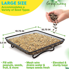 Gray Bunny durable steel mesh tray stands up to outdoor use.