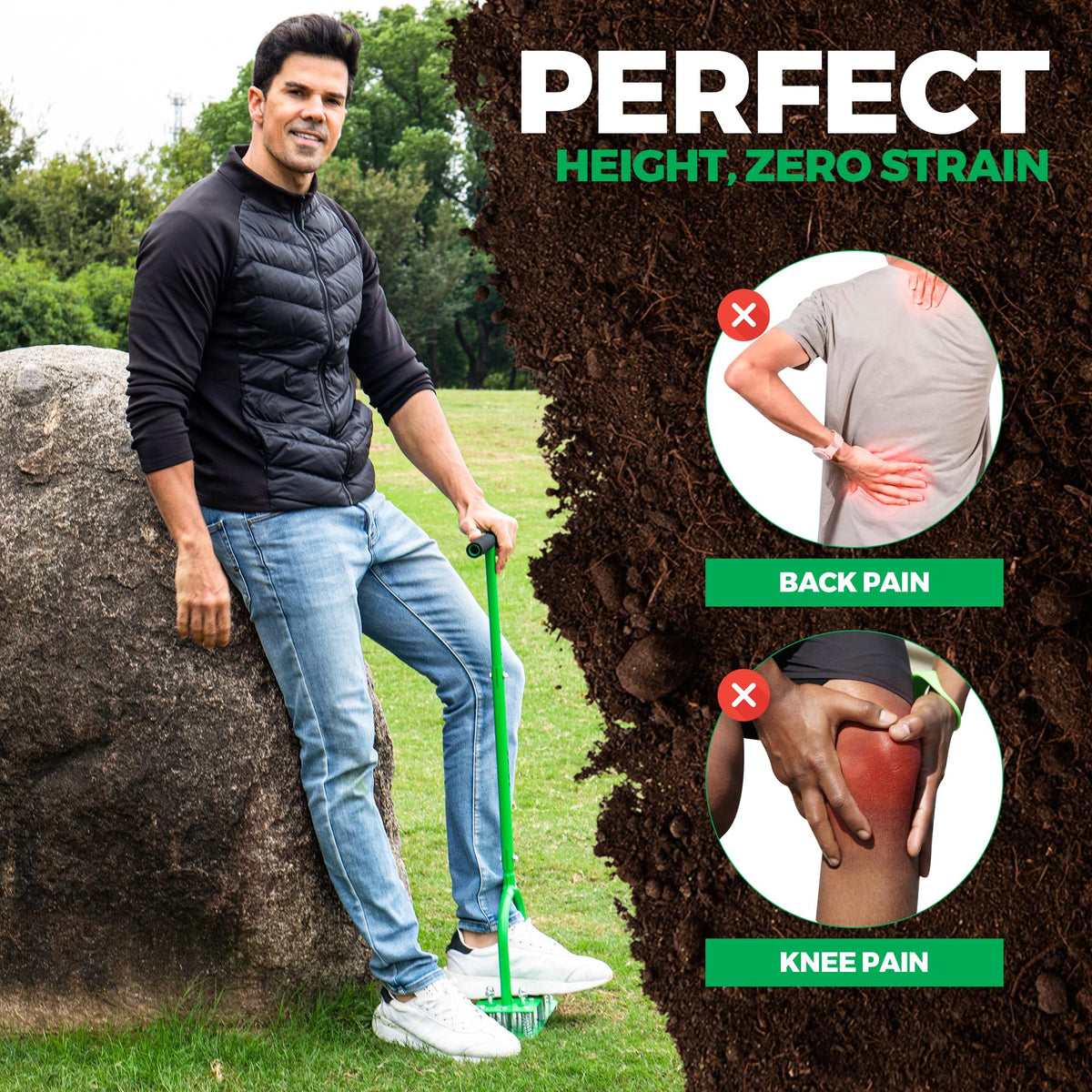 GrdnCare aerator featuring a wide footrest for stable stance.