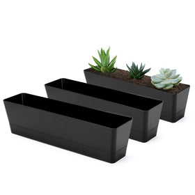 GREANER 16inch window box planter on a sunny windowsill for herbs.