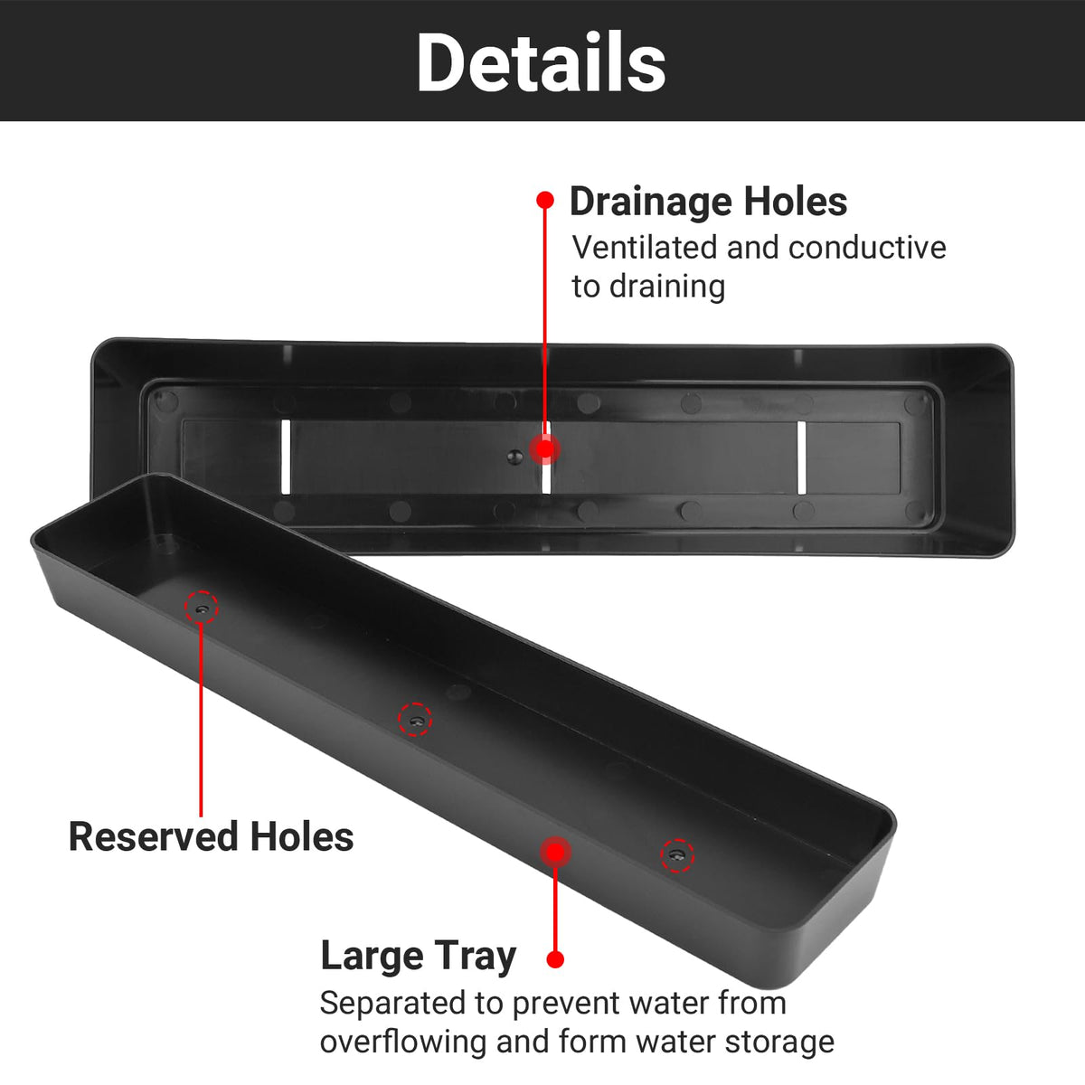 GREANER planter with drainage holes for moisture control and plant health.