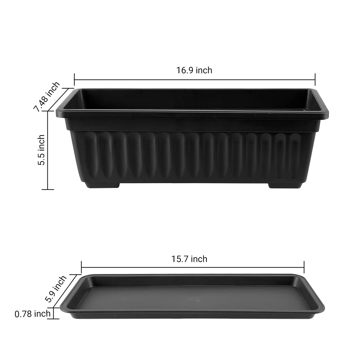 GREANER rectangle planter showing drainage holes for healthy watering control.