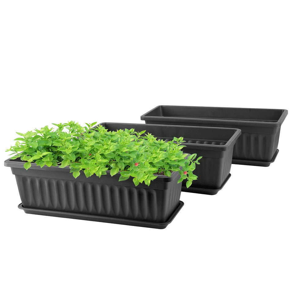 GREANER rectangle planter 3-pack setup for easy window box display.