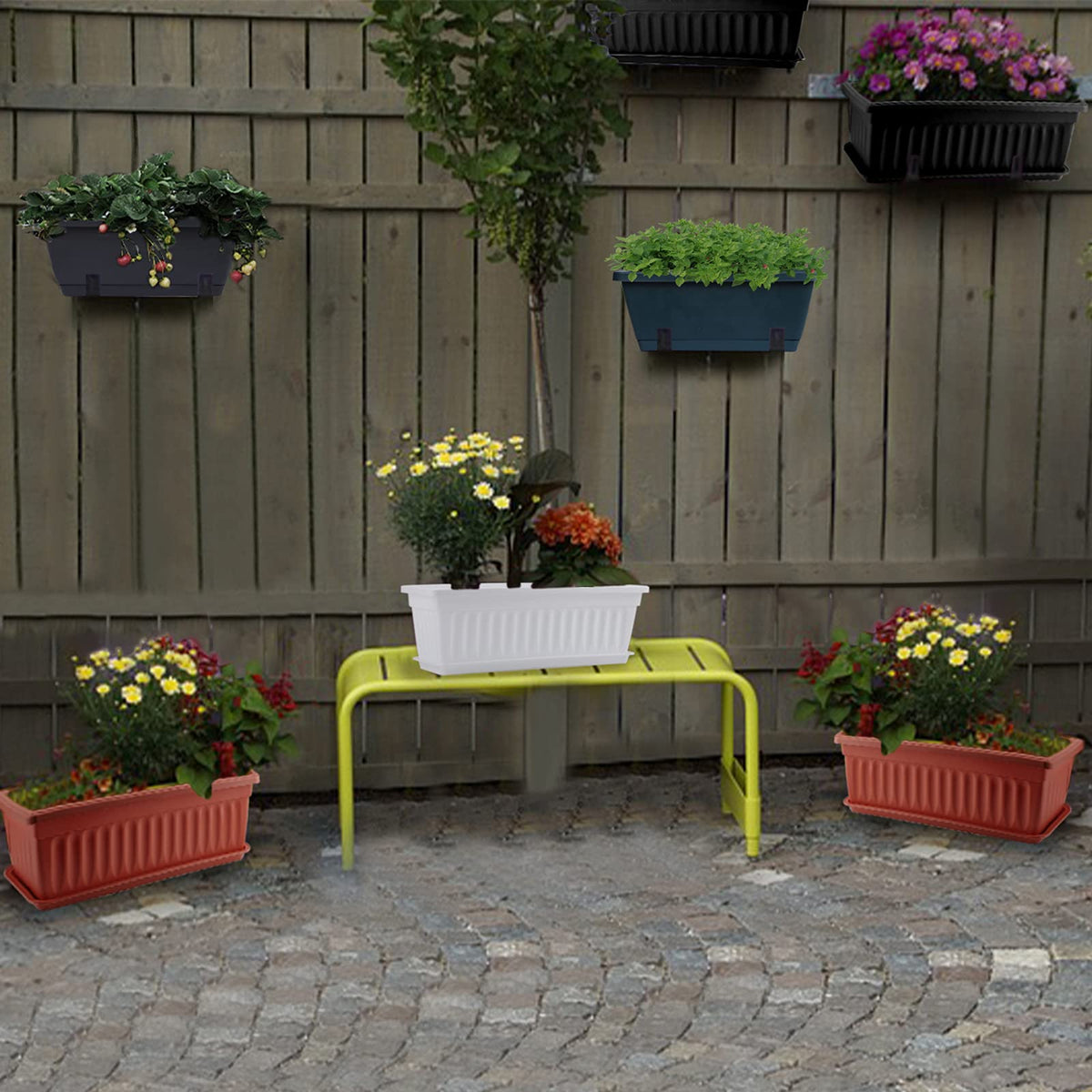 GREANER three-pack planters for balcony or patio garden setups.
