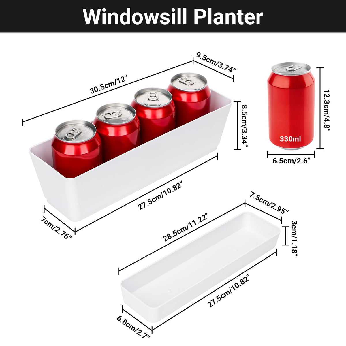 Close-up of GREANER rectangle window box showing durable ABS plastic.