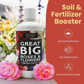 Great Big Plants compost extract jar delivers minerals and seaweed for lush growth.