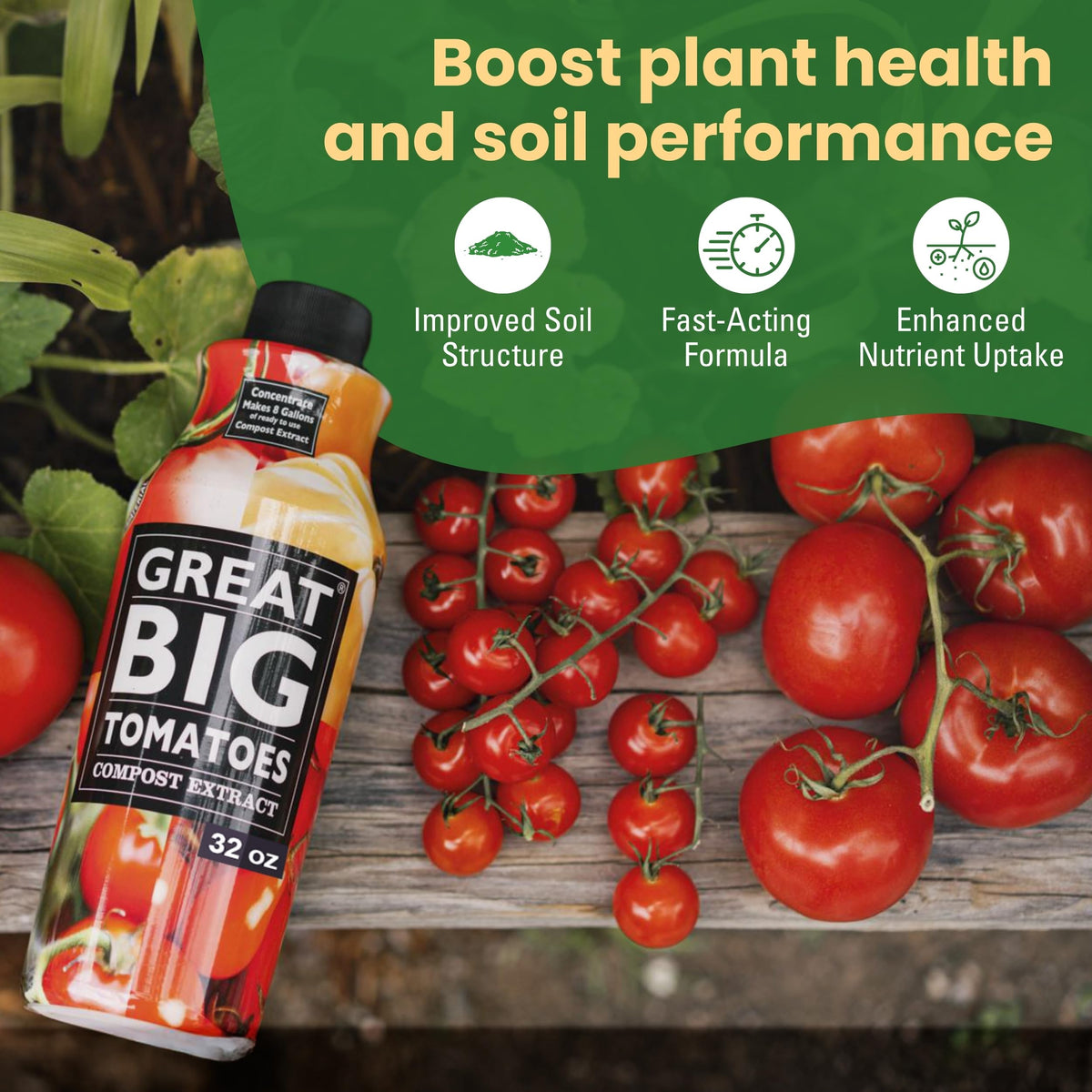 Great Big Tomatoes compost extract ingredients reveal minerals and humic acids supporting nutrient uptake