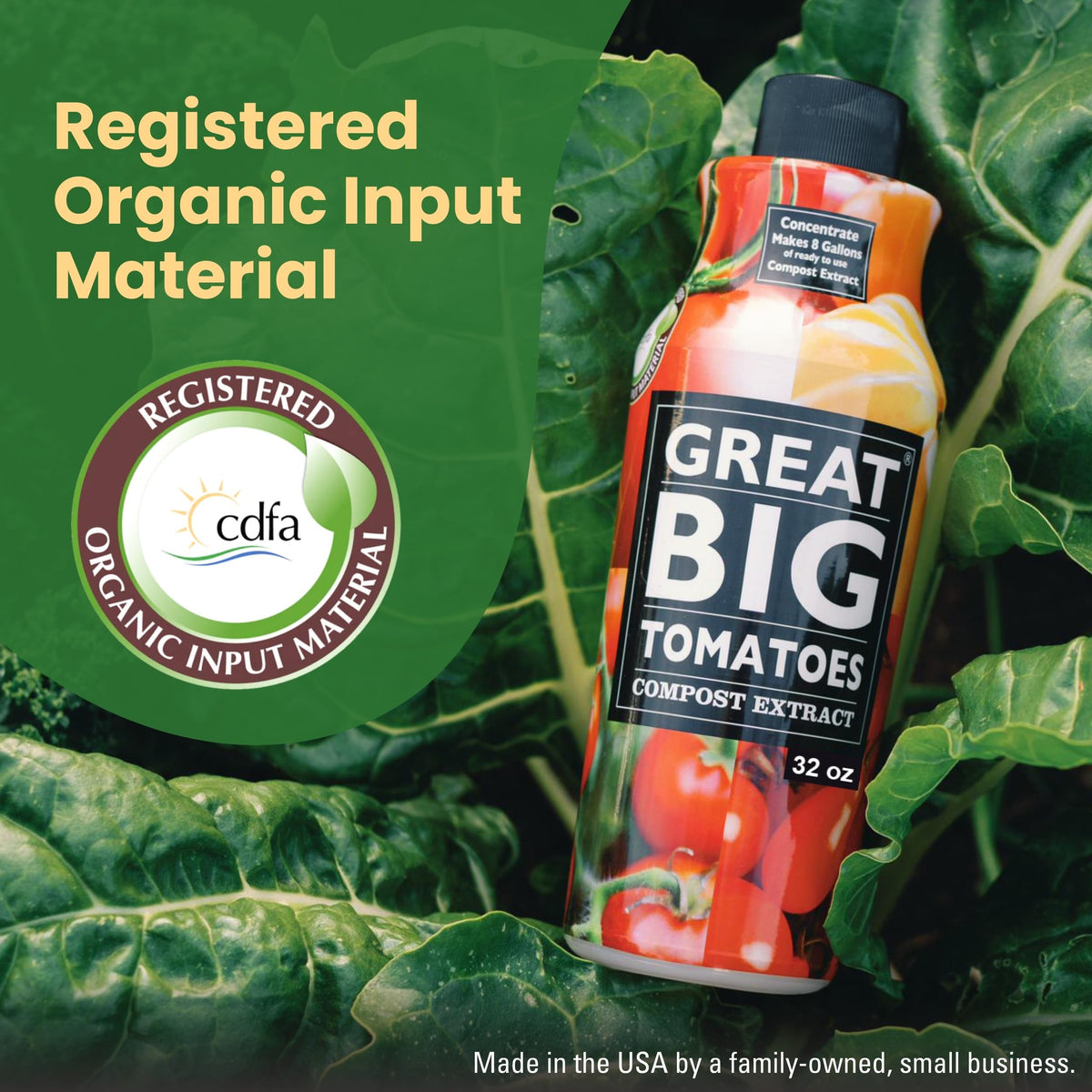 Great Big Tomatoes vine ripened tomatoes image suggests enhanced flavor potential and dense fruit development