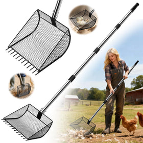 Great Dachong chicken pooper scooper 2in1 with scoop-rake for efficient coop cleanup and waste separation
