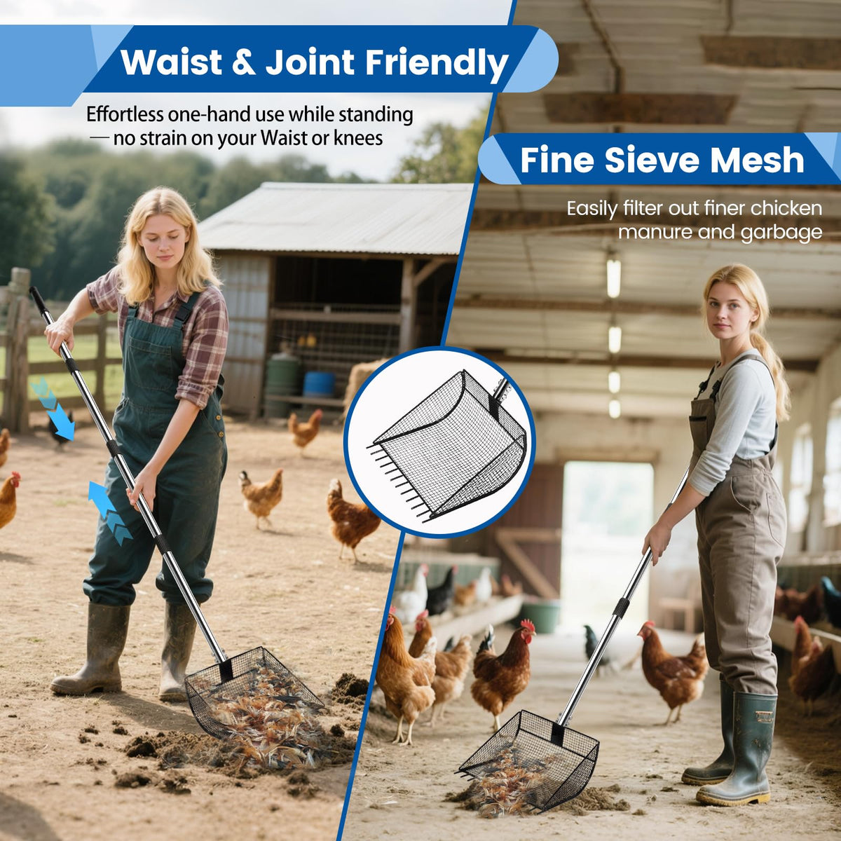 Great Dachong stainless-steel handle adjusts for height and reduces bending during chores