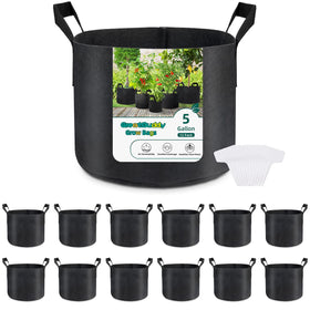 GreatBuddy 12-pack grow bags close-up shows thick fabric for durability.