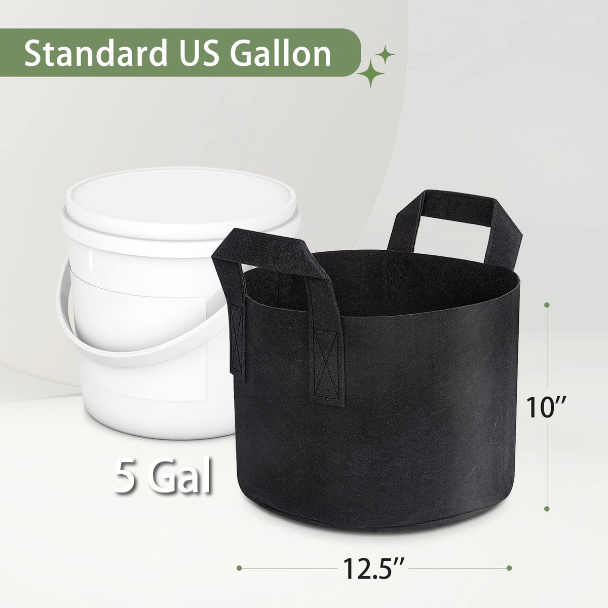 GreatBuddy 12-pack grow bags sturdy handles shown for easy relocation.