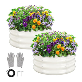 GreatBuddy 2x2x1 ft round galvanized bed front view for sturdy outdoor planting and easy maintenance.