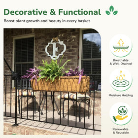 GreatBuddy coco liner easy-reshape demonstrates flexible fit to curved planter boxes