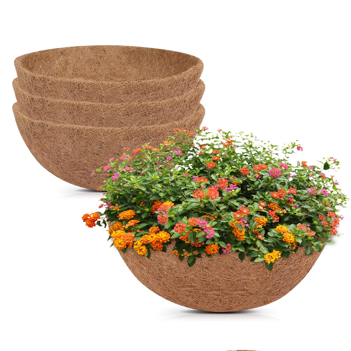 GreatBuddy 14 inch coconut liner fits standard wire baskets for secure use