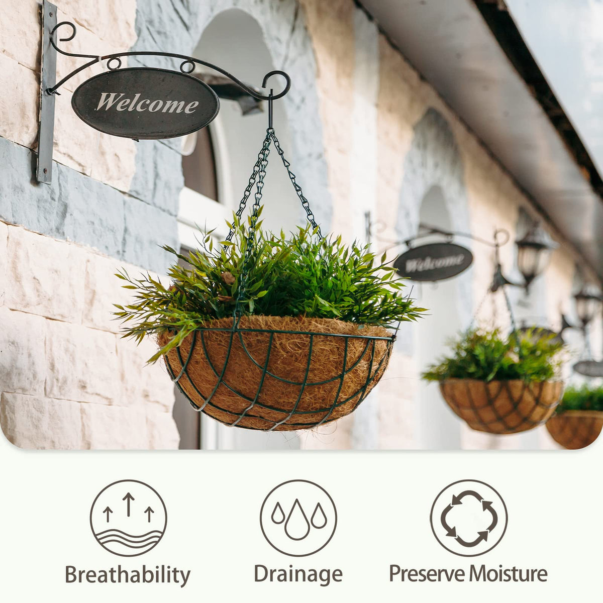 GreatBuddy easy to reshape coconut core liner keeps round baskets neat