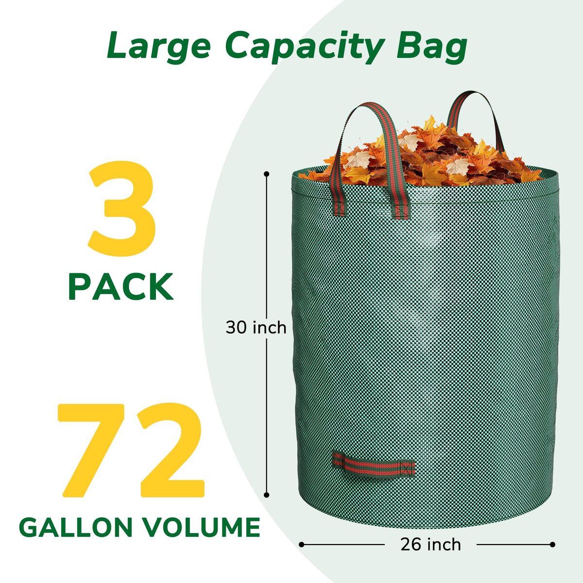 GreatBuddy heavy duty PP material resists tearing for wet leaves and debris