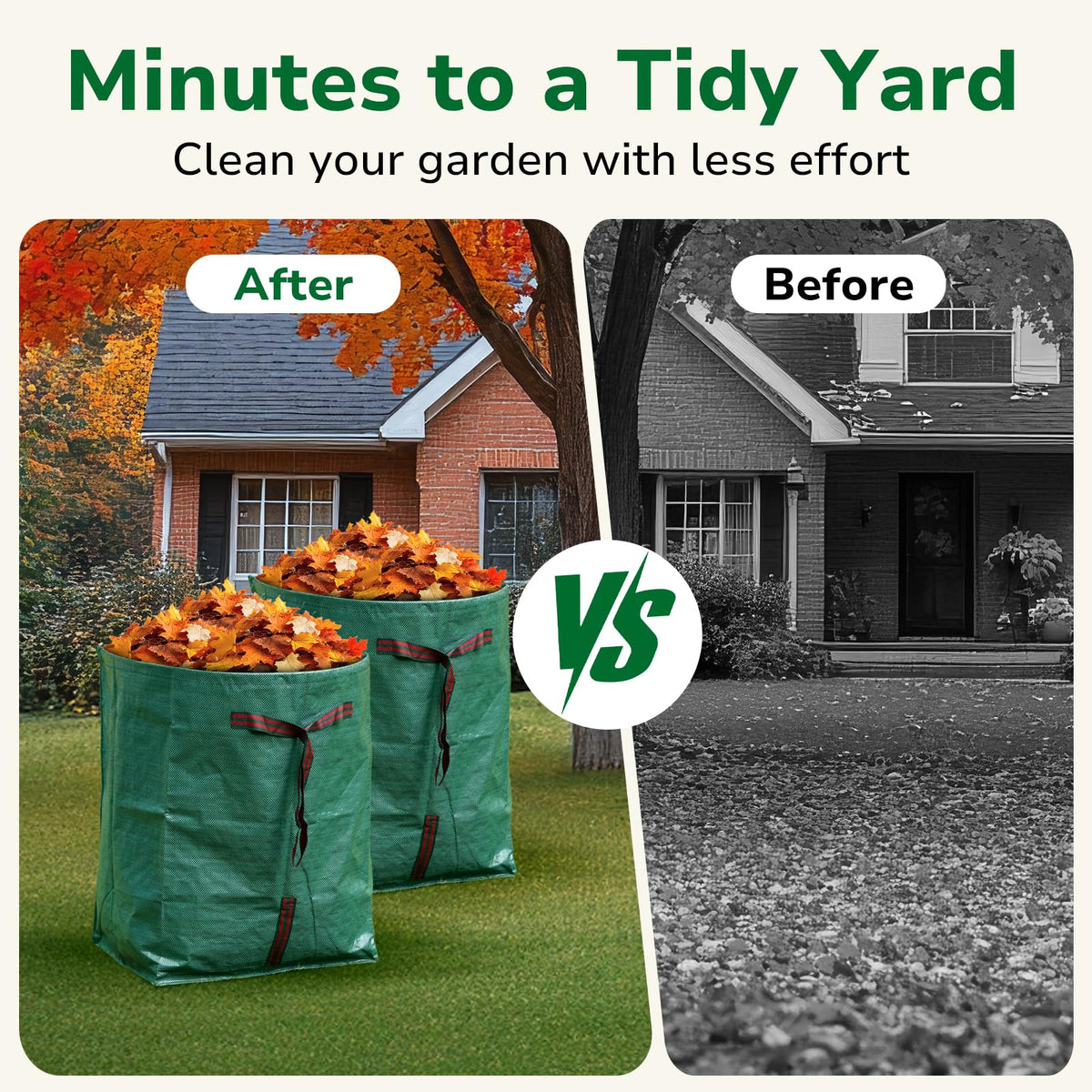 GreatBuddy bag is versatile for leaves, grass, patio cleanup, and more.