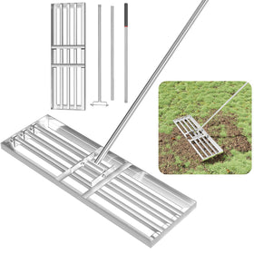 GreatBuddy lawn leveling rake head 30x10 inches for precise soil smoothing.