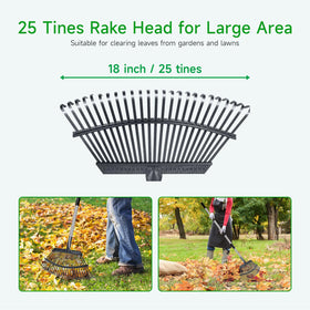 GreatBuddy rake with an 18-inch wide head for fast leaf gathering