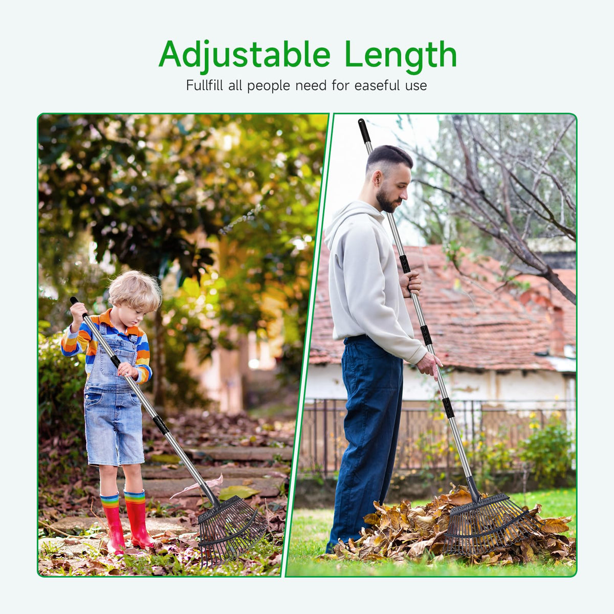 GreatBuddy rake with 25 reinforced tines for thorough debris collection