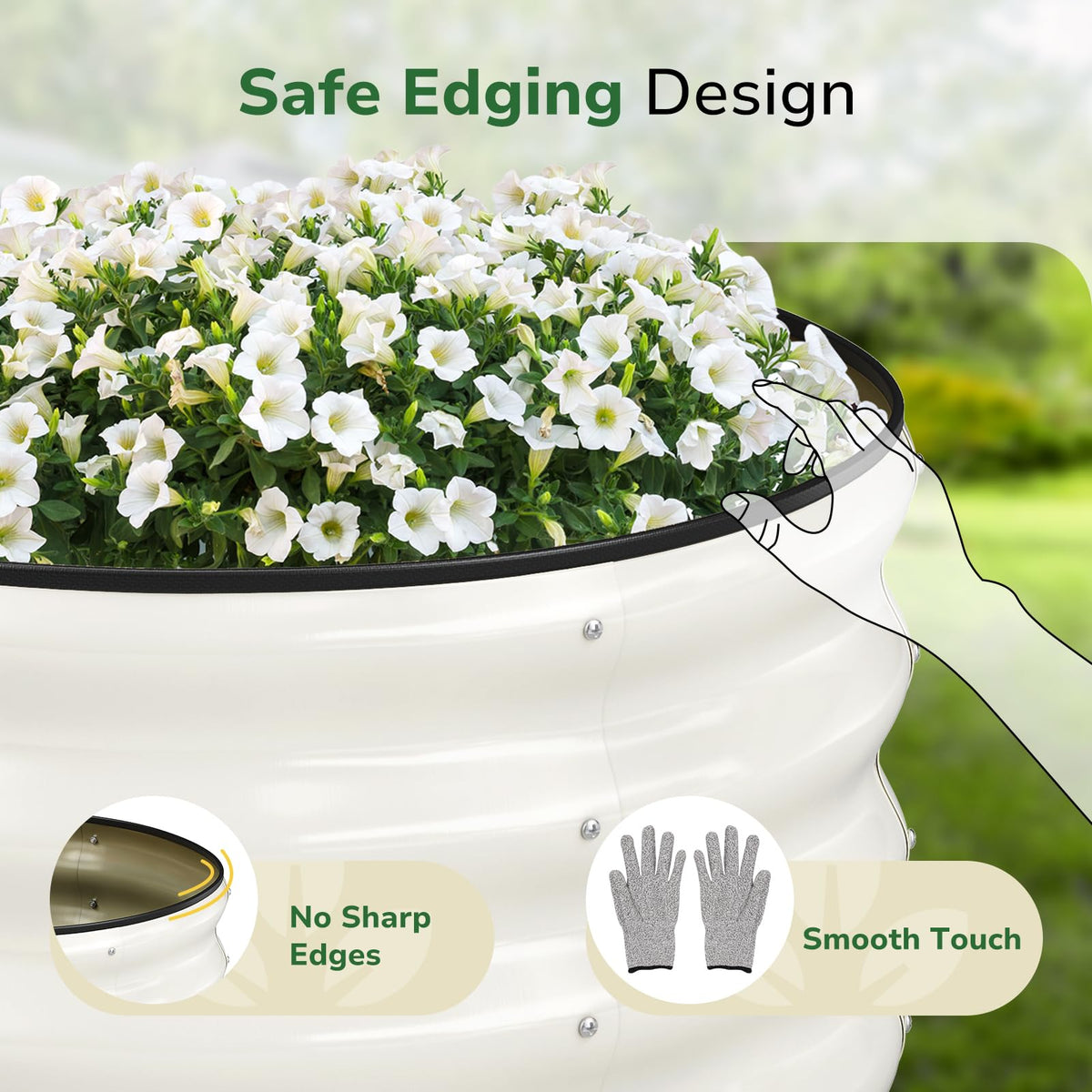 GreatBuddy safety-smooth-edges close-up shows protective corner caps and hand-friendly finish.