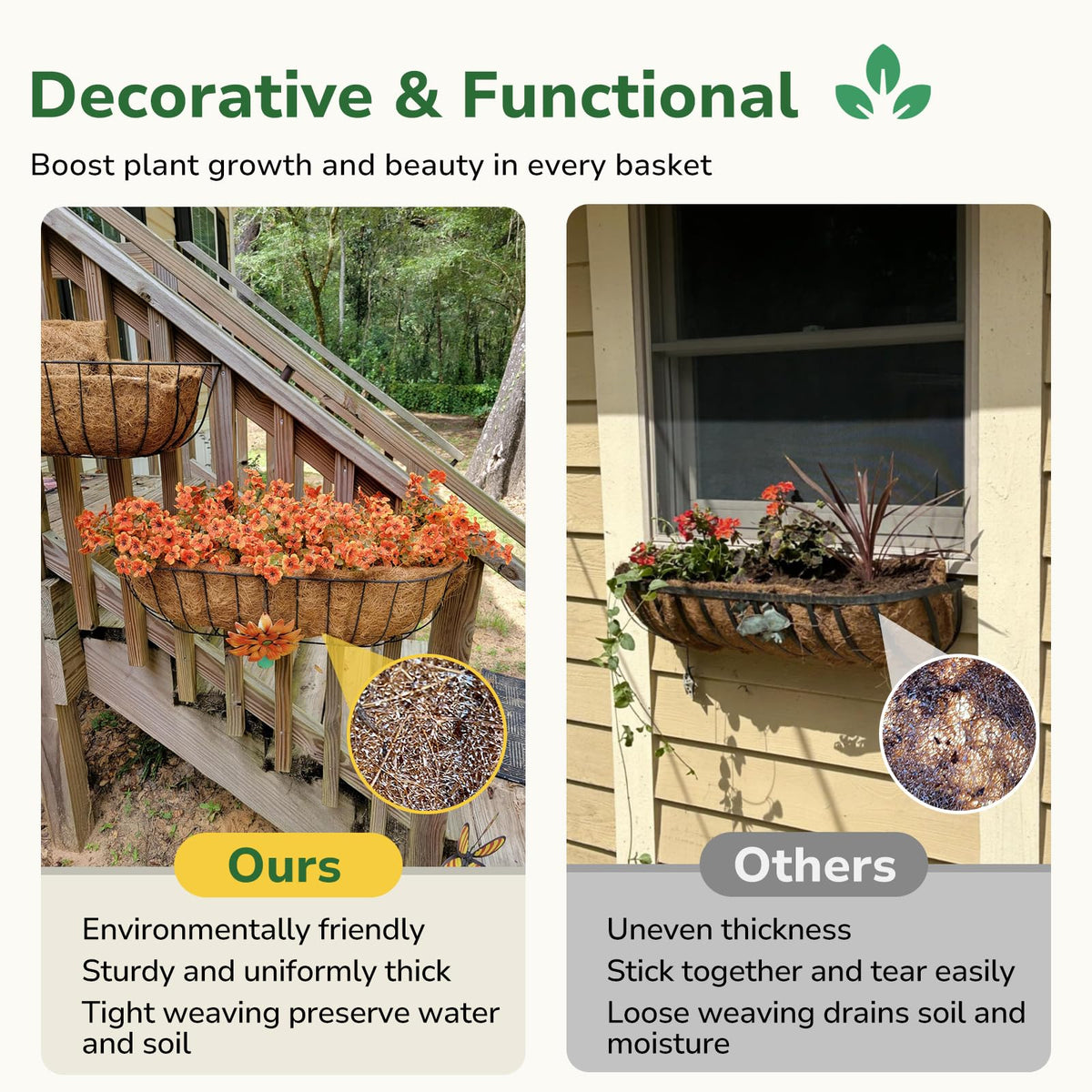 GreatBuddy window-box-decor elevates indoor and outdoor planter displays with natural texture