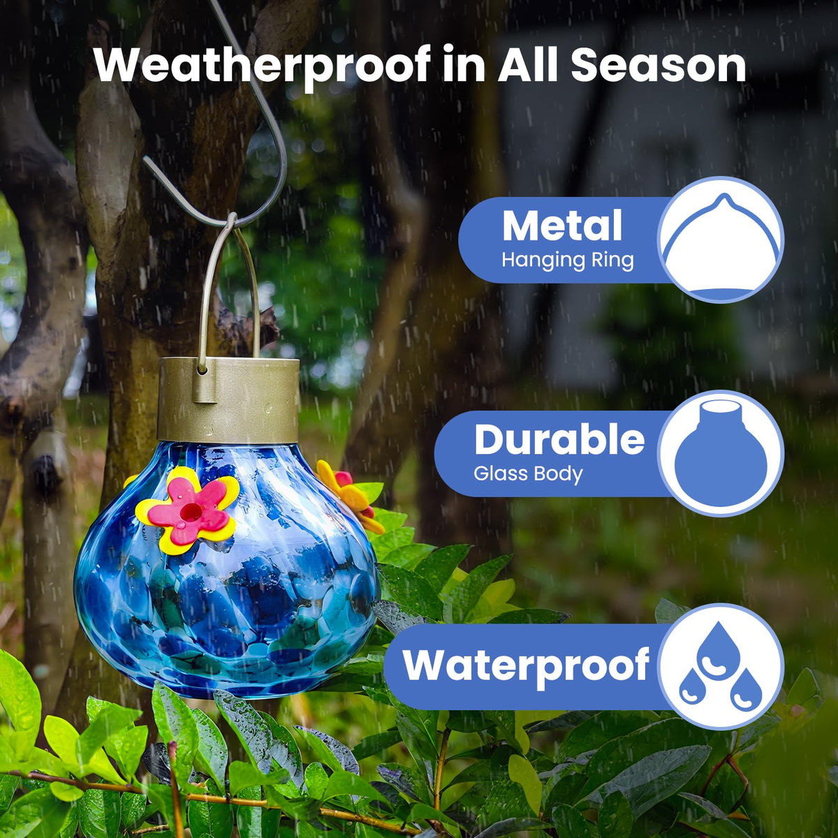 Grebilux gift-ready blue hummingbird feeder for nature lovers