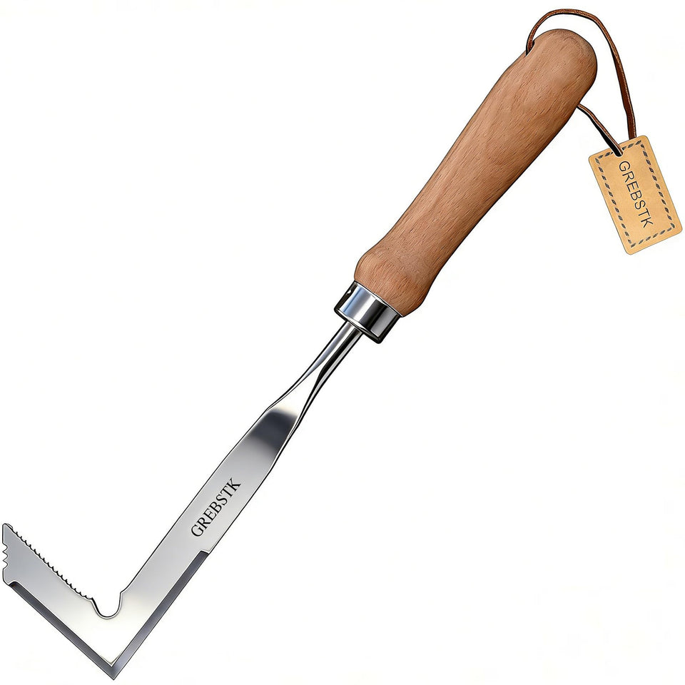 Grebstk crack weeder blade for sharp, precise weed removal between pavers.