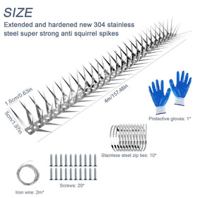 GRECOMEIN four-row bird spikes in stainless steel protect roofs and fences.