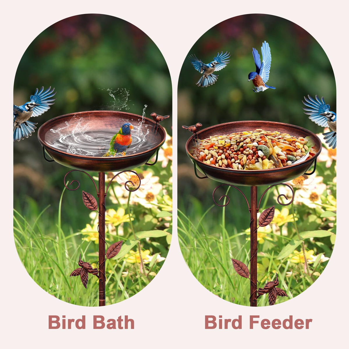 GRECOMEIN freestanding design prevents tipping in wind and keeps water accessible.