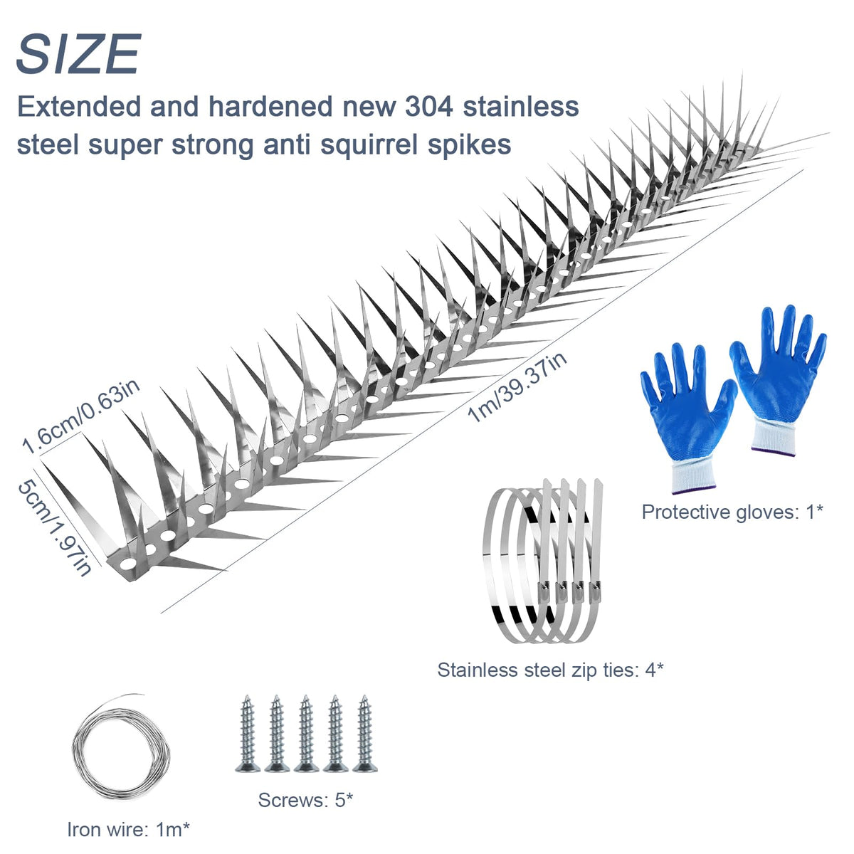 GRECOMEIN four-row stainless steel spikes provide durable, weatherproof protection