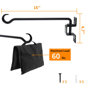 Greemov black iron hanger bracket supports up to 60 lbs with rust-resistant finish.