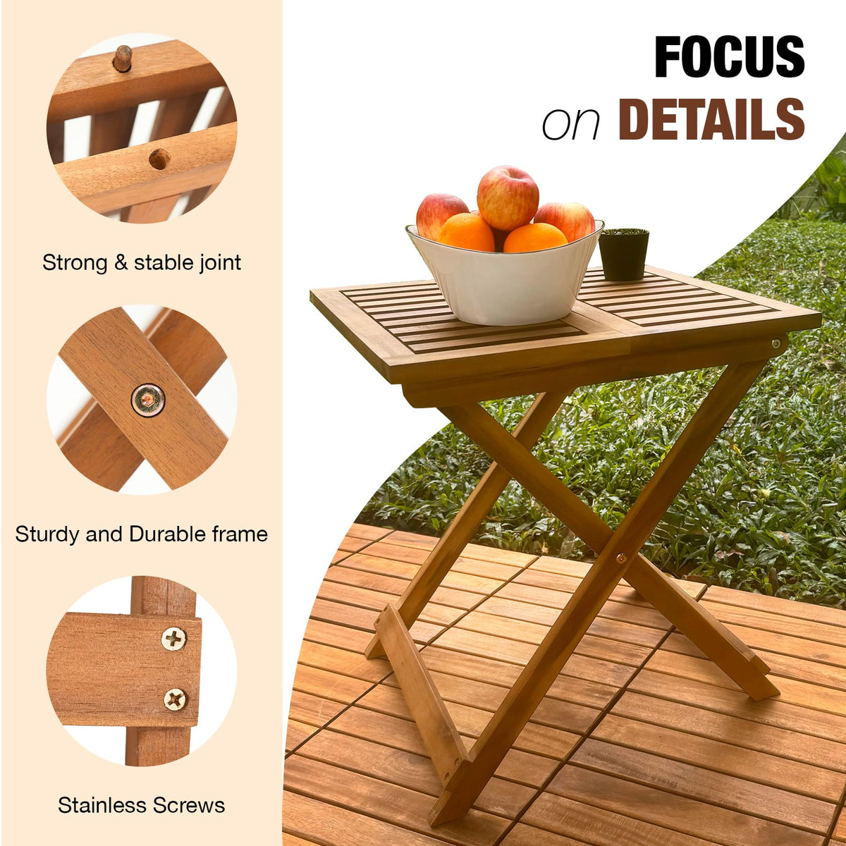 GREEN ALLUVIUM folding table supports up to 165 lbs for sturdy placement