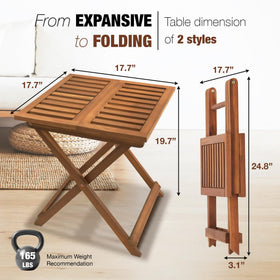 GREEN ALLUVIUM folding table open for instant setup beside chairs