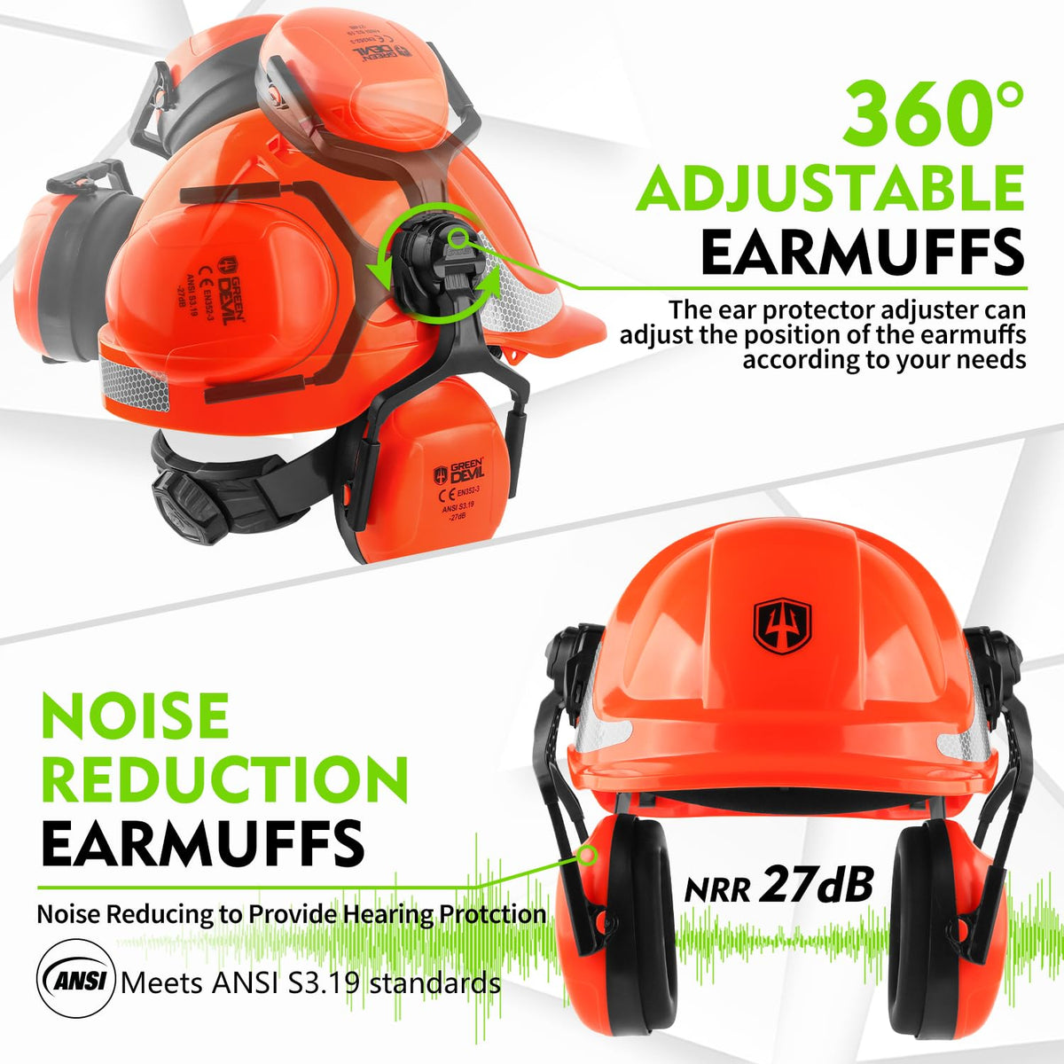 GREEN DEVIL helmet top-ventilation holes promote airflow and cooling