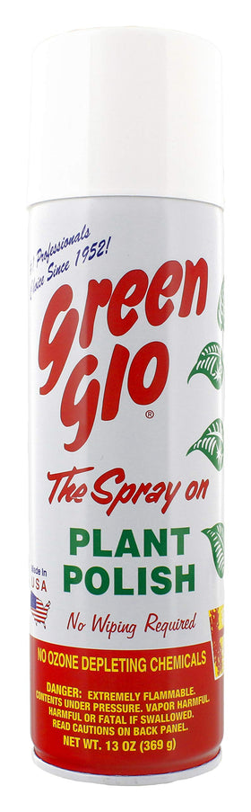 Green Glo Plant Polish on leaves delivers instant natural gloss and vibrant shine.
