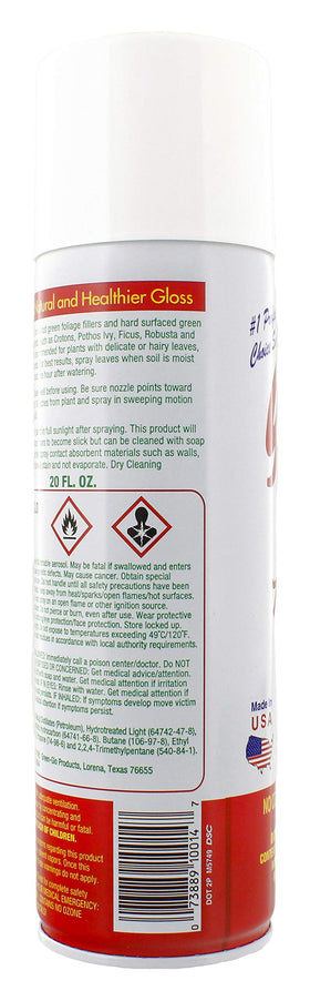 Green Glo Plant Polish creates a protective shine that repels dust on cut foliage.