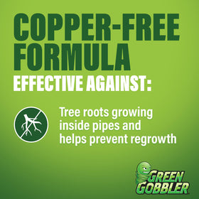 Packaging close-up with septic-safe badge on Green Gobbler product.