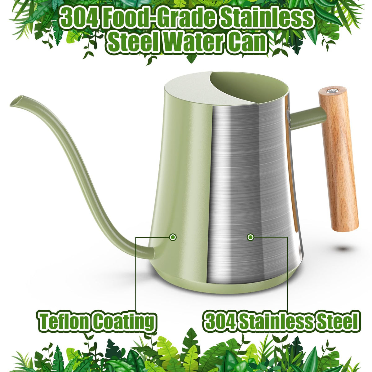 Green Moon stainless steel watering can resists rust and leaks for daily use