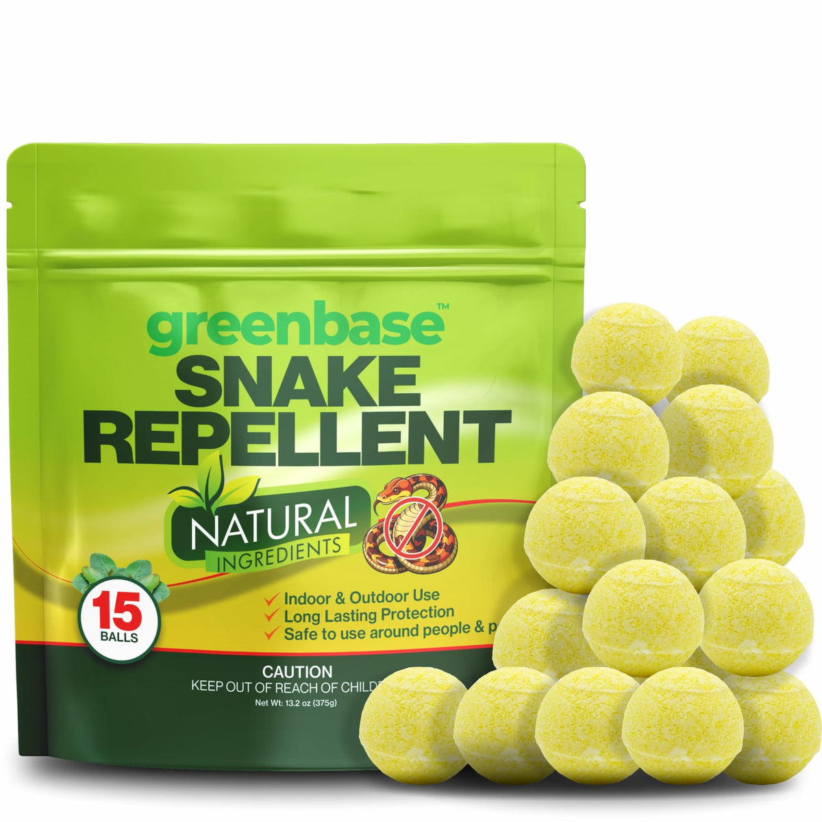 Greenbase natural snake repellent balls pack front view for outdoor protection