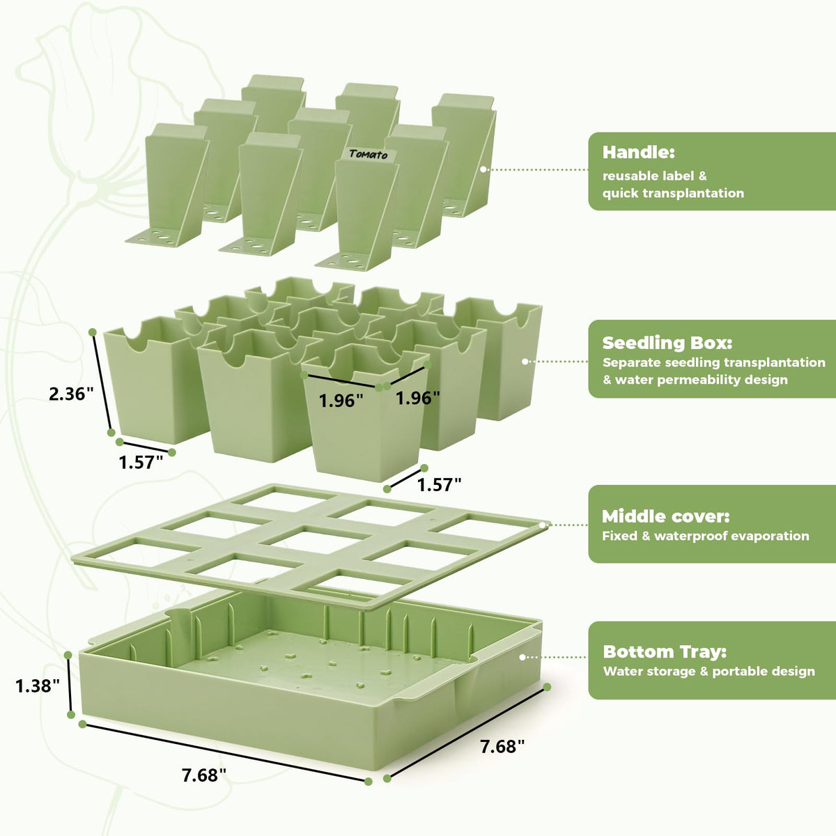 GREENBAZZAR seed starter tray with 9 deep cells promotes strong root growth.