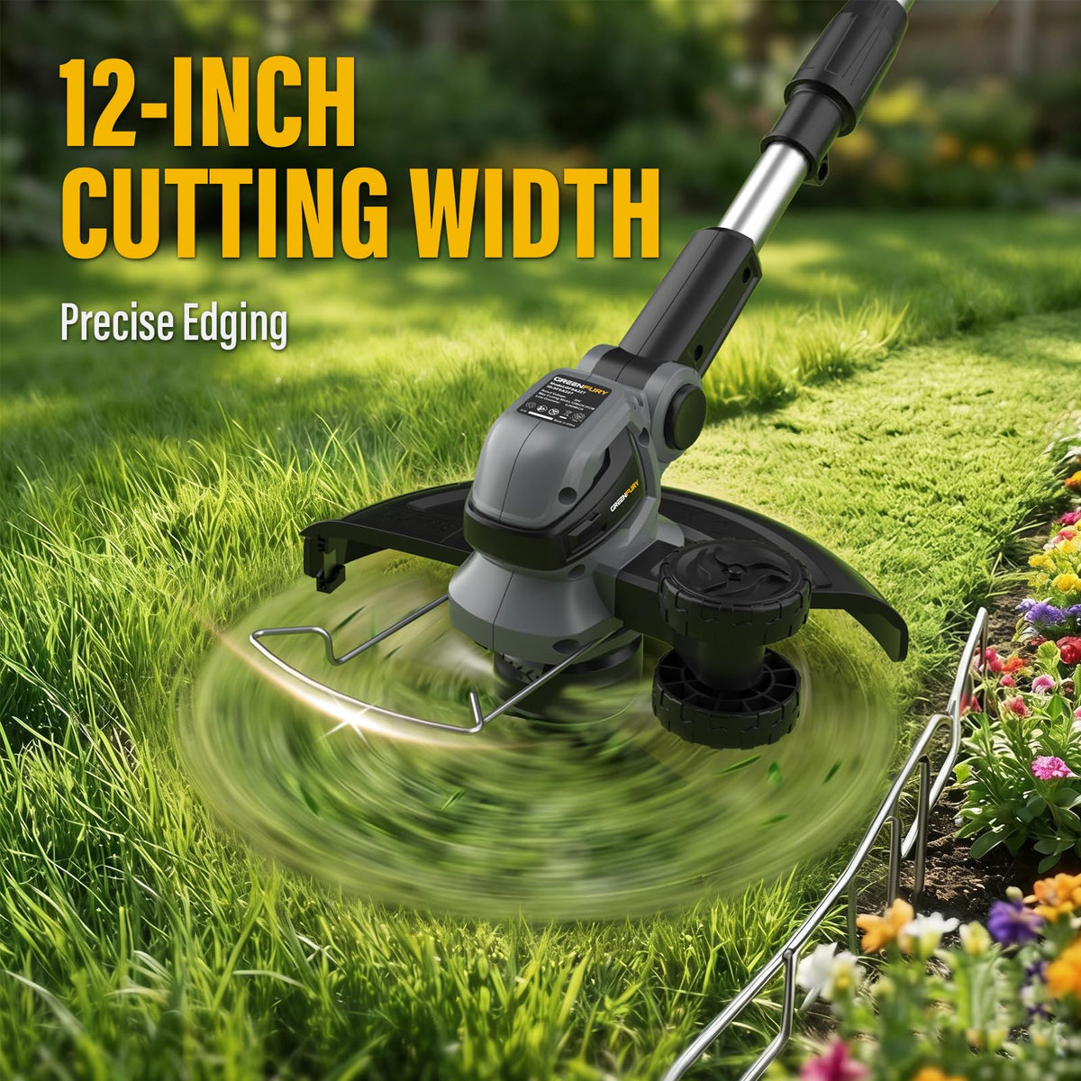 Greenfury adjustable handle and head ensure comfortable operation.