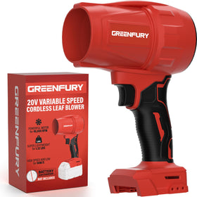 Greenfury cordless leaf blower compatible with Milwaukee M18 batteries for versatile power.